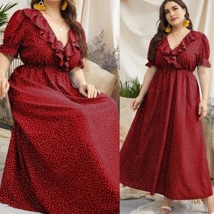 Plus size dot A line dress
